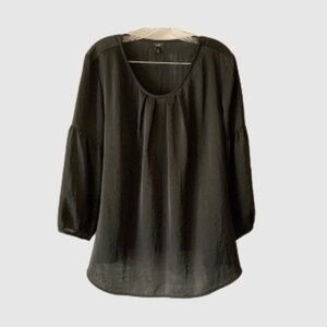 Talbot's Round Neck Balloon Sleeve Black Blouse Size 20